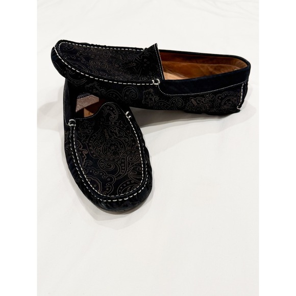 Robert Graham Loafers Mens 10 Black Paisley Driving Moccasin Shoes Old Money